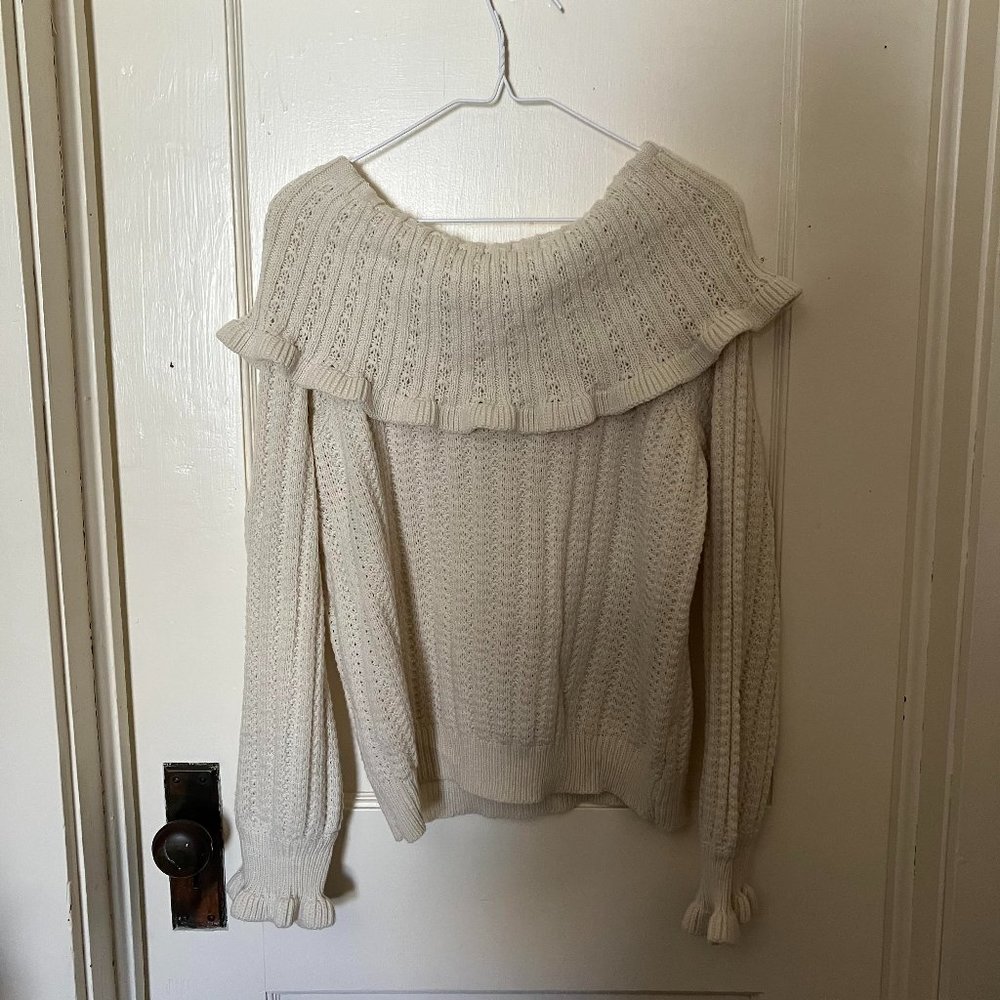 Loveriche Off the Shoulder Cream Sweater